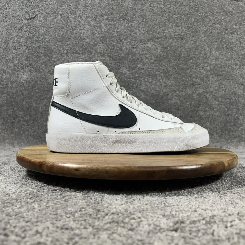 Nike Blazer Mid '77 GS DA4086-100 Kids Size 4.5Y White Black Leather Shoes Used